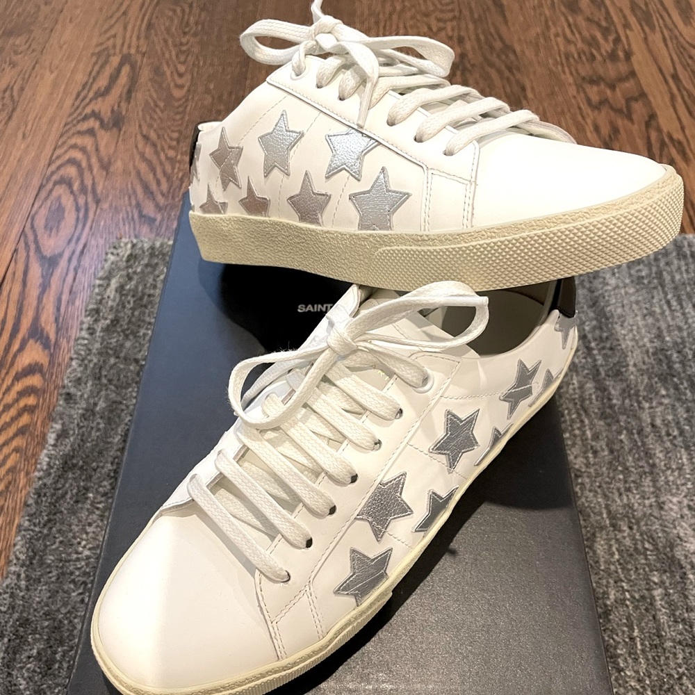 NEW Saint Laurent silver star sneakers- 37